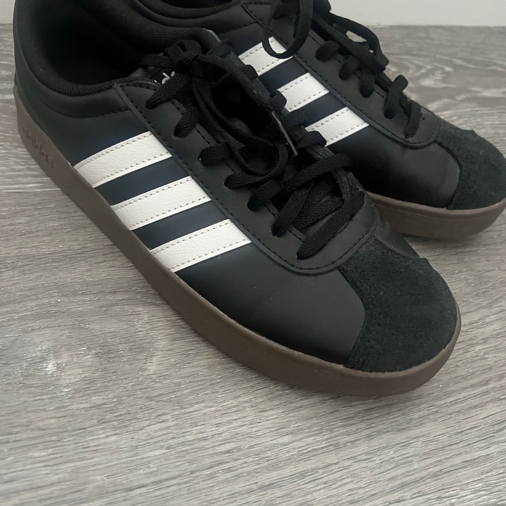 Adidas Women’s  Black Sneakers with White Stripes